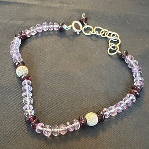 Stunning Sterling Silver Amethyst Bead Bracelet